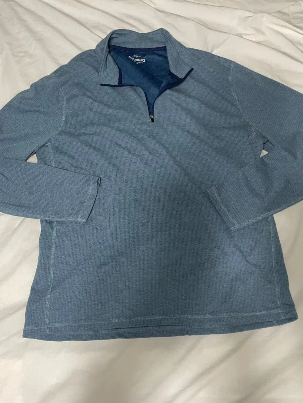 Mens Sz XL J. Crew Blue Heather Performance 1/4 Quarter Zip Long Sleeve Pullover